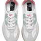 KEH-NOO 9313 SNEKAERS IN CAMOSCIO E TESSUTO BIANCA/ROSA LOGO VERDE