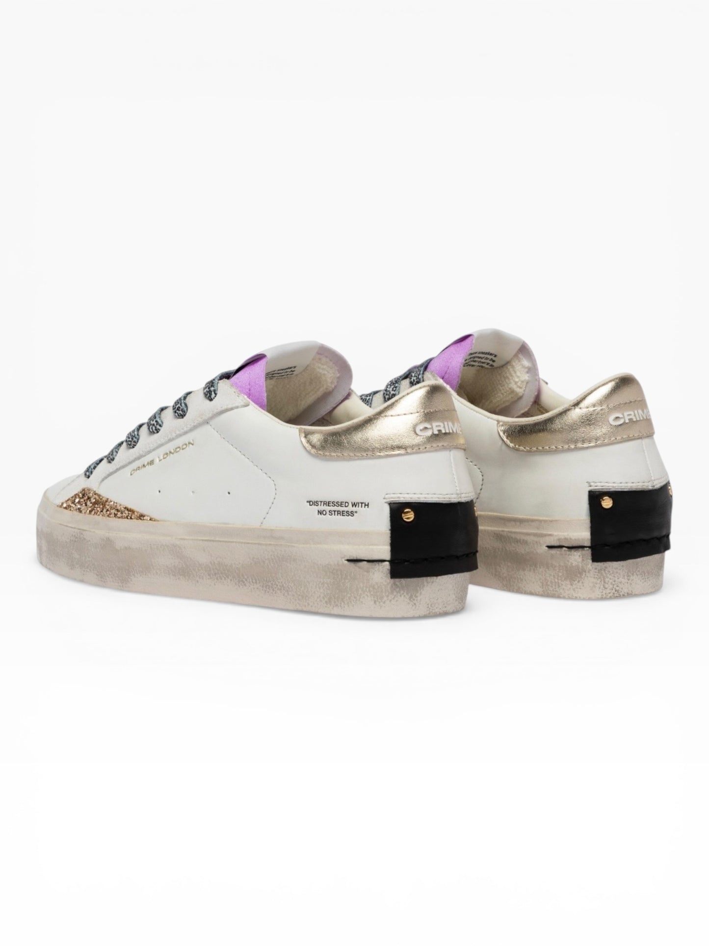 CRIME LONDON DISTRESSED PLATFORM 29055 BIANCO/VIOLA