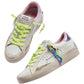 CRIME LONDON SK8 DELUXE IN PELLE BIANCA TALLONCIONO VIOLA E GLITTER ORO