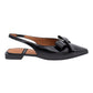 ANGEL ALARCON 010530B CHANEL BASSO A PUNTA CON FIOCCO IN PELLE LUCIDA NERA