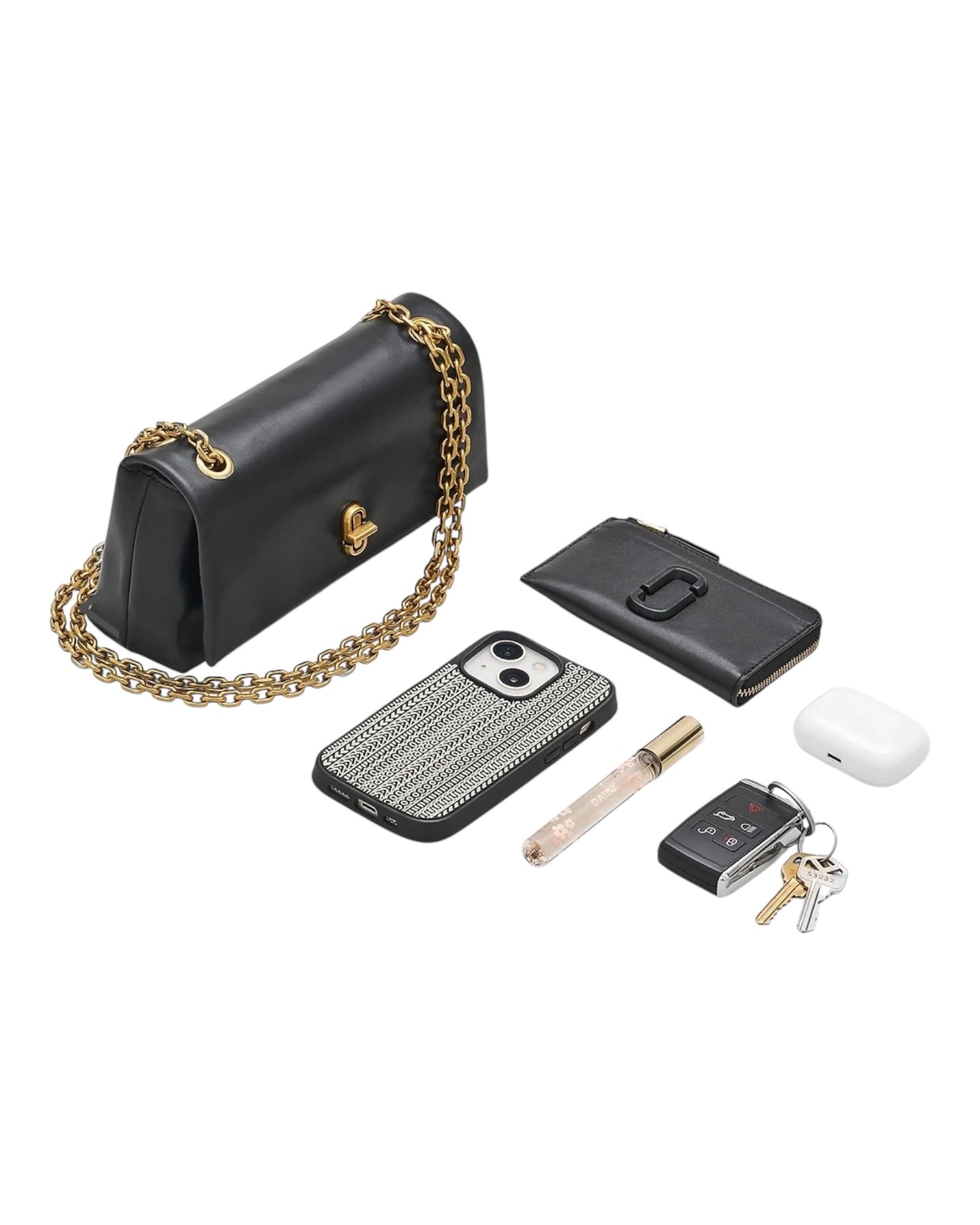 MARC JACOBS THE DUAL CHAIN MINI BAG IN PELLE NERA