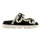 MOU SANDAL TWO BUCKLE IN SUEDE NERO BKWHI