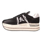 PREMIATA BETH 6953 IN PELLE NERA INSERTI BEIGE TALLONE IN CAVALLINO