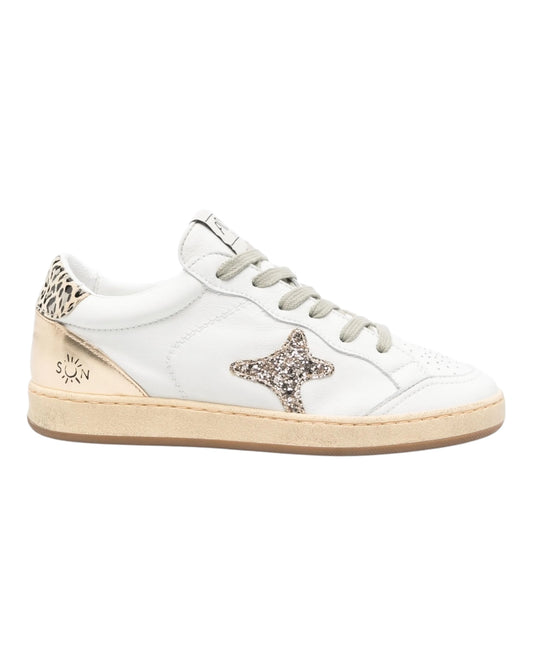AMA BRAND 4115 SUN IN PELLE BIANCA TALLONE E LOGO IN ORO