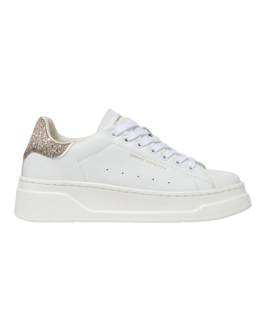 CRIME LONDON SONIK IN PELLE BAINCA TALLONCINO GLITTER ORO