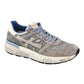 PREMIATA MICK 7247 IN CAMOSCIO E TELA GRIGIO LACCI AZZURRI