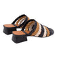 ANGEL ALARCON 122528R CIABATTA INTRECCIATA MULTICOLOR NERA/PANNA/CUOIO CON TACCHETTO QUADRATO