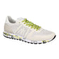PREMIATA ERIC 7268 IN CAMOSCIO TRAFORATO BIANCO LACCI FLUO