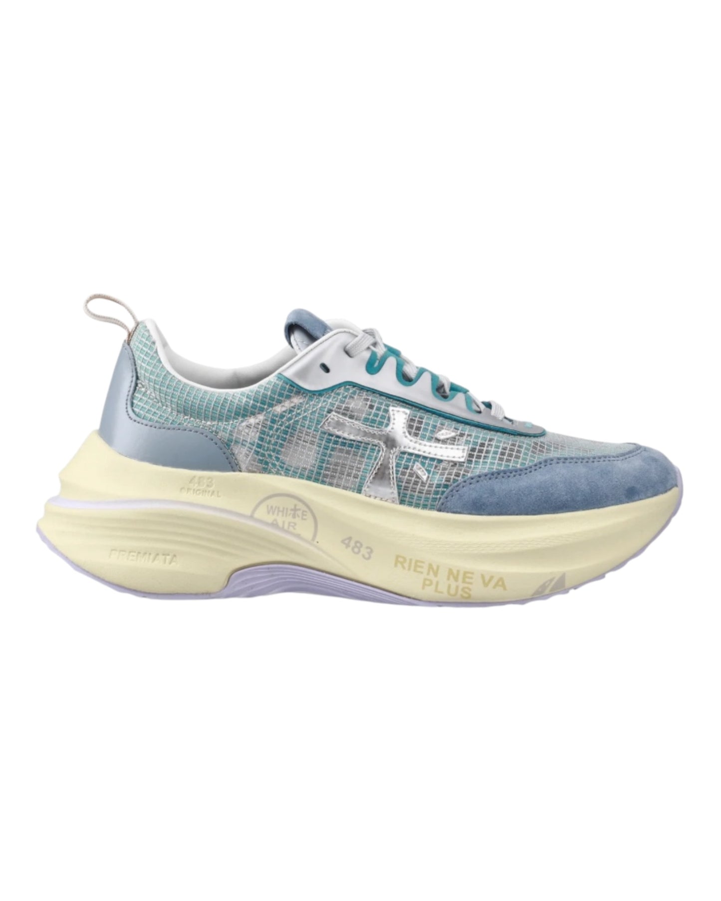 PREMIATA 7506 HILL IN CAMOSCIO E TESSUTO AZZURRO