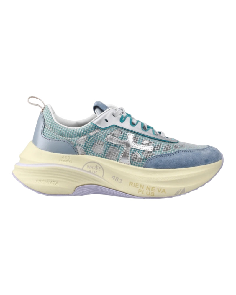 PREMIATA 7506 HILL IN CAMOSCIO E TESSUTO AZZURRO