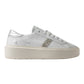 DATE HILL LOW PLATFORM IN PELLE BIANCA/ARGENTO