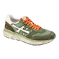PREMIATA MICK 7244 IN CAMOSCIO E TESSUTO VERDE LACCI ARANCIO
