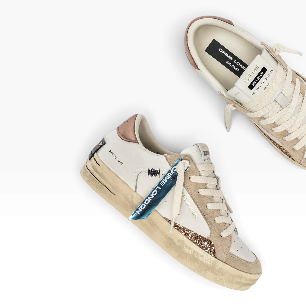 CRIME LONDON SK8 DELUXE 25100 BIANCO/ROSA