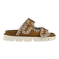 MOU SANDAL TWO BUCKLE IN SUEDE COG MARRONE