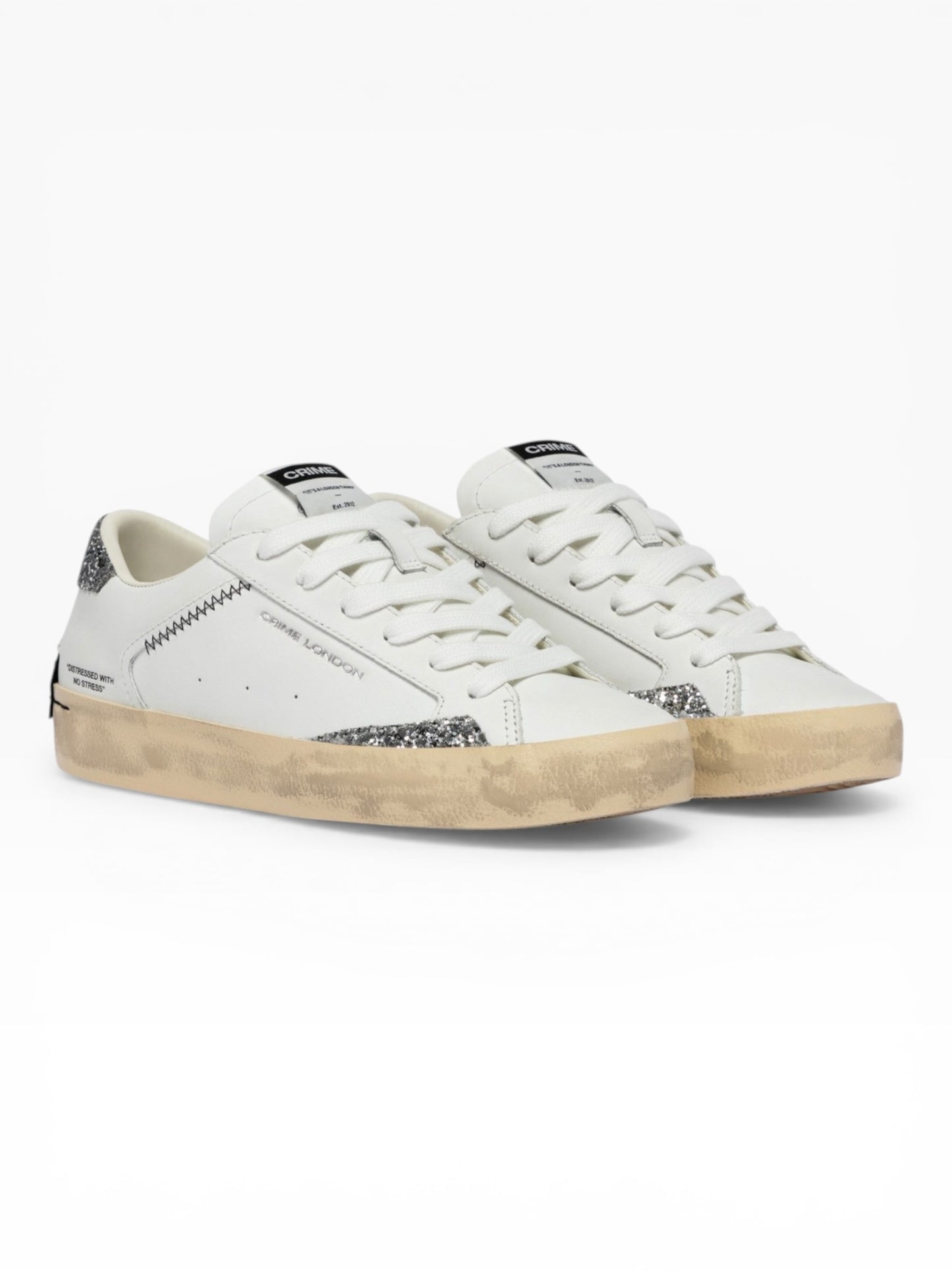 CRIME LONDON DISTRESSED 29000 BIANCO/ARGENTO