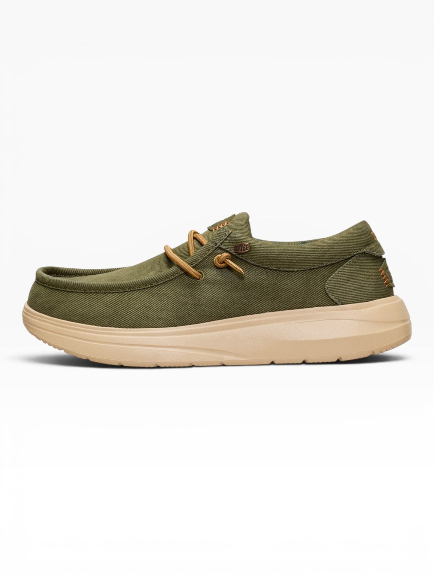 HEY DUDE WALLY COMF WORN 3BN BURN UT OLIVE