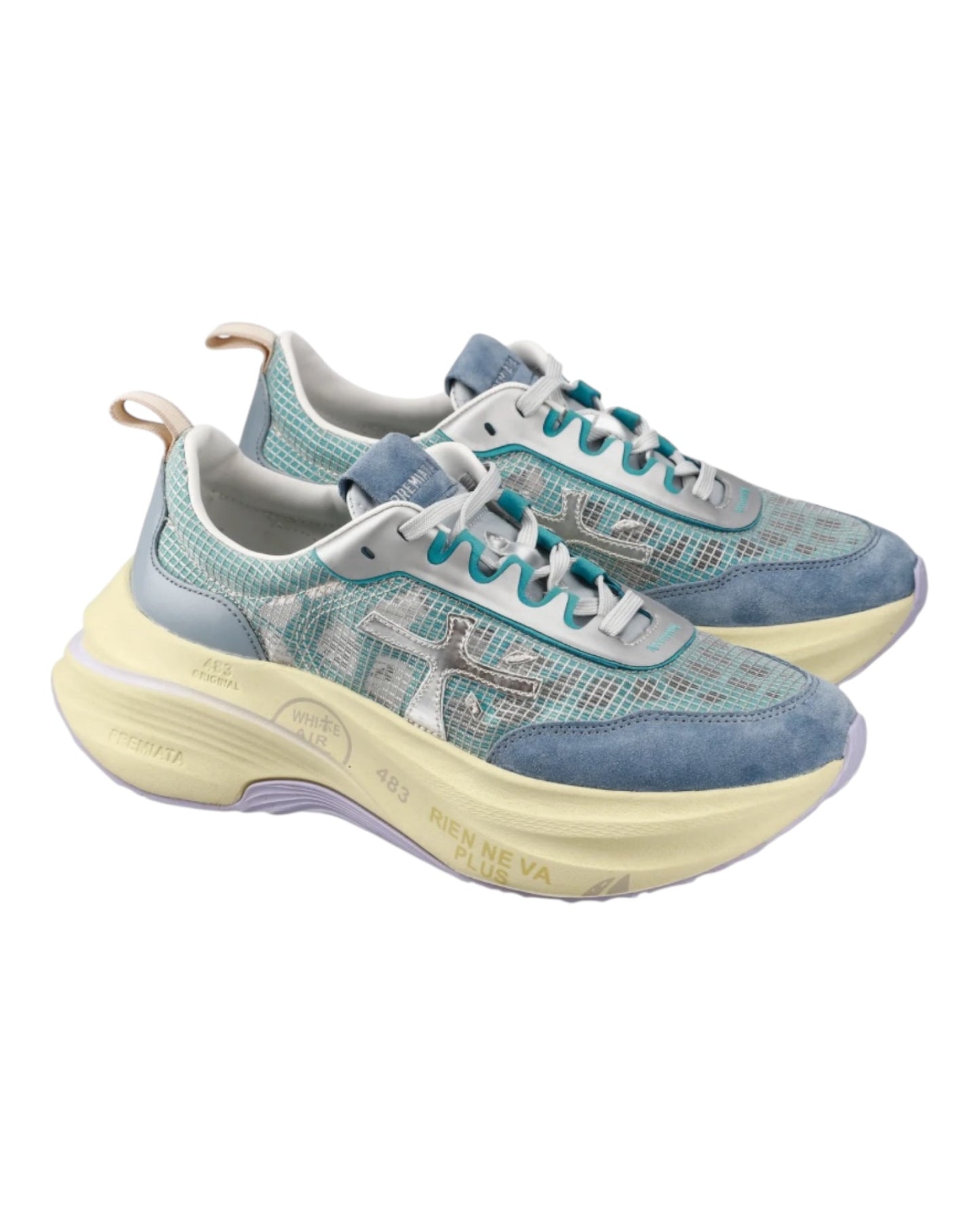 PREMIATA 7506 HILL IN CAMOSCIO E TESSUTO AZZURRO