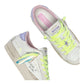 CRIME LONDON SK8 DELUXE IN PELLE BIANCA TALLONCIONO VIOLA E GLITTER ORO