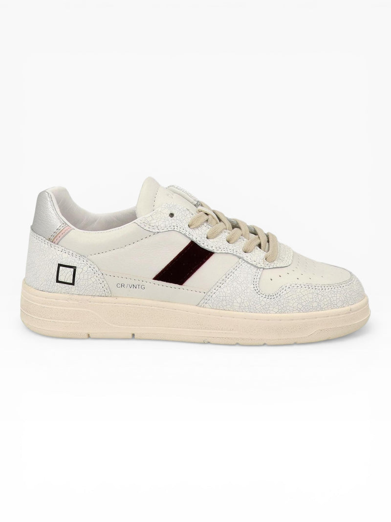 DATE COURT 2.0 VINTAGE CALF WHITE/ BORDEAUX