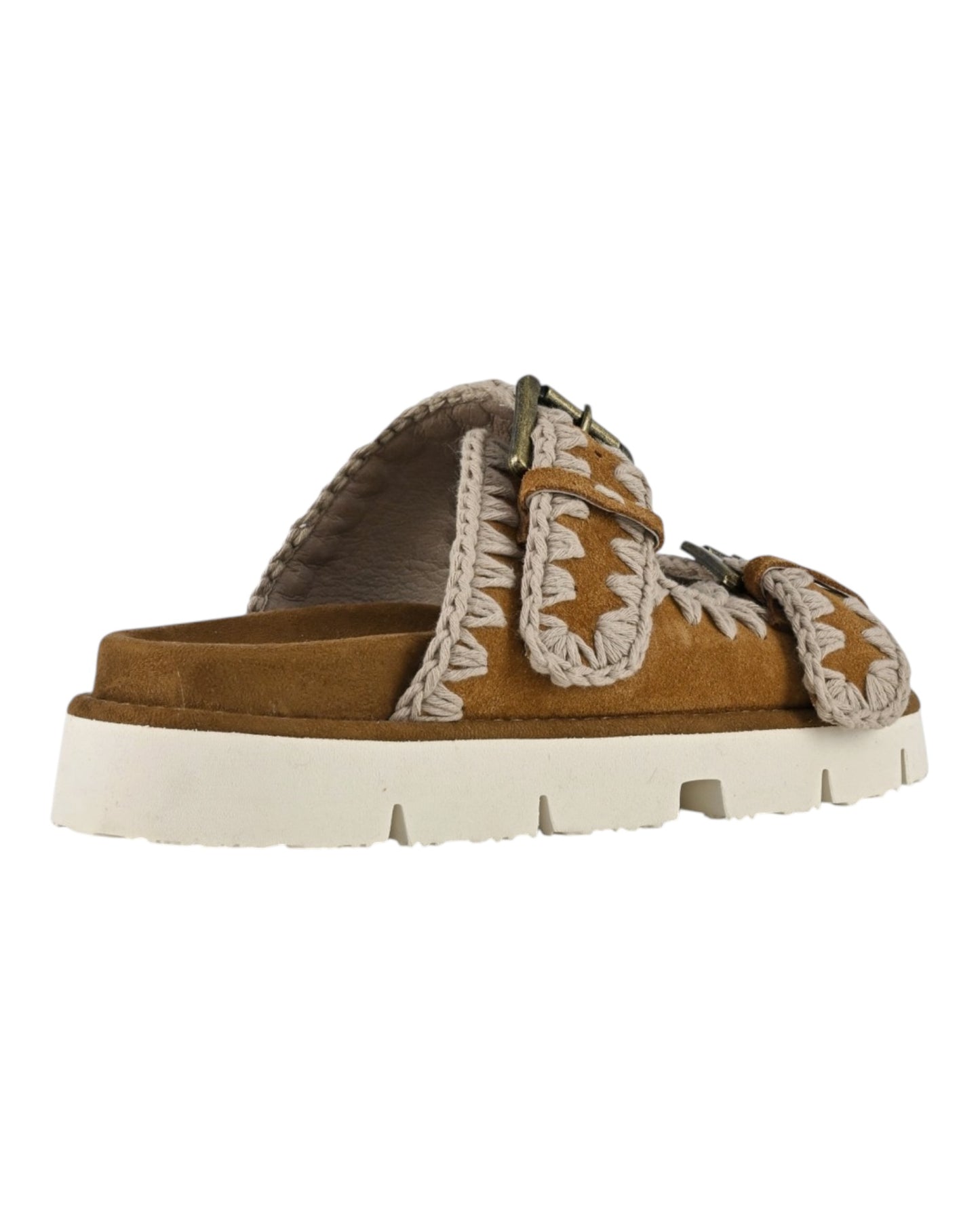 MOU SANDAL TWO BUCKLE IN SUEDE COG MARRONE