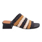 ANGEL ALARCON 122528R CIABATTA INTRECCIATA MULTICOLOR NERA/PANNA/CUOIO CON TACCHETTO QUADRATO