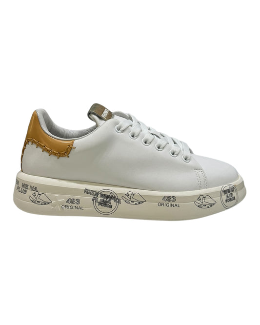 PREMIATA BELLE 6711 IN PELLE BIANCA/CUOIO
