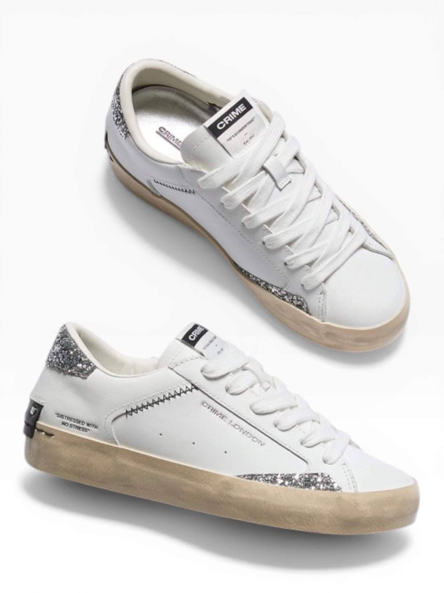 CRIME LONDON DISTRESSED 29000 BIANCO/ARGENTO