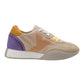KEH-NOO 9757 SNEAKERS IN CAMOSCIO E RETE BEIGE/VIOLA/ARANCIO