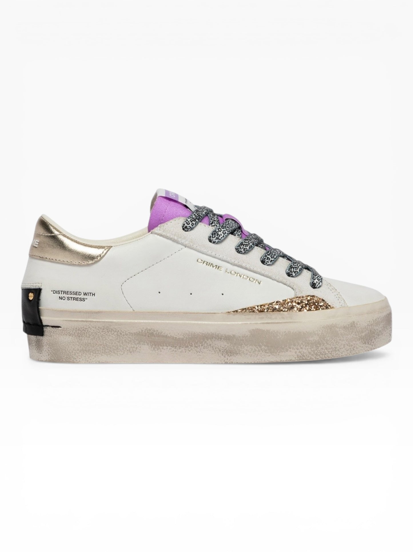 CRIME LONDON DISTRESSED PLATFORM 29055 BIANCO/VIOLA