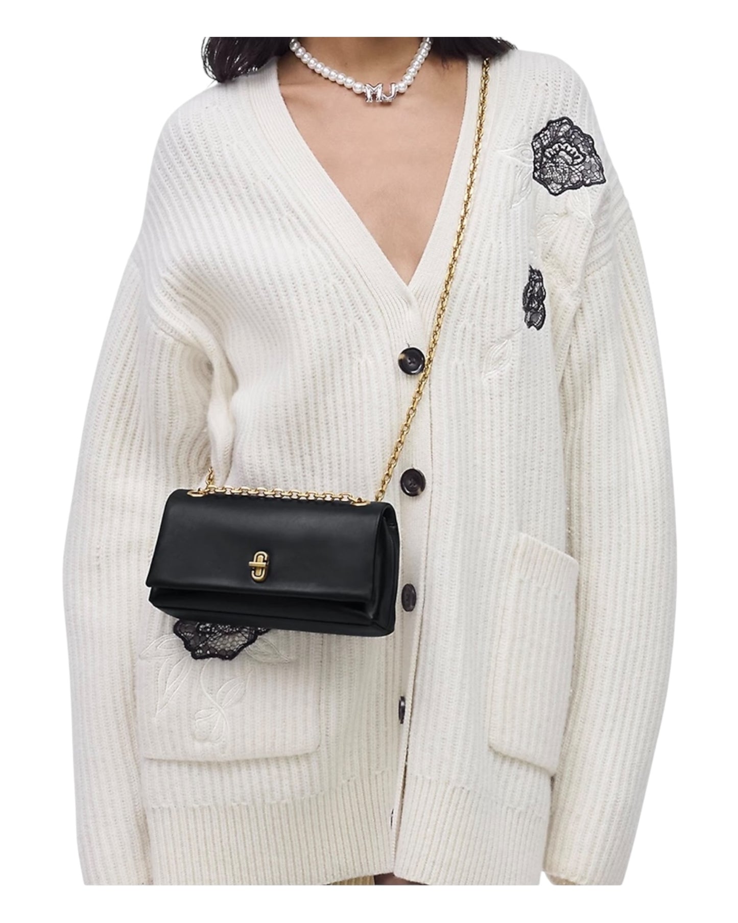 MARC JACOBS THE DUAL CHAIN MINI BAG IN PELLE NERA