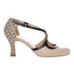 OVYE'711K027 SCARPA CON TACCO E PUNTA TONDA IN PELLE BEIGE/NERA