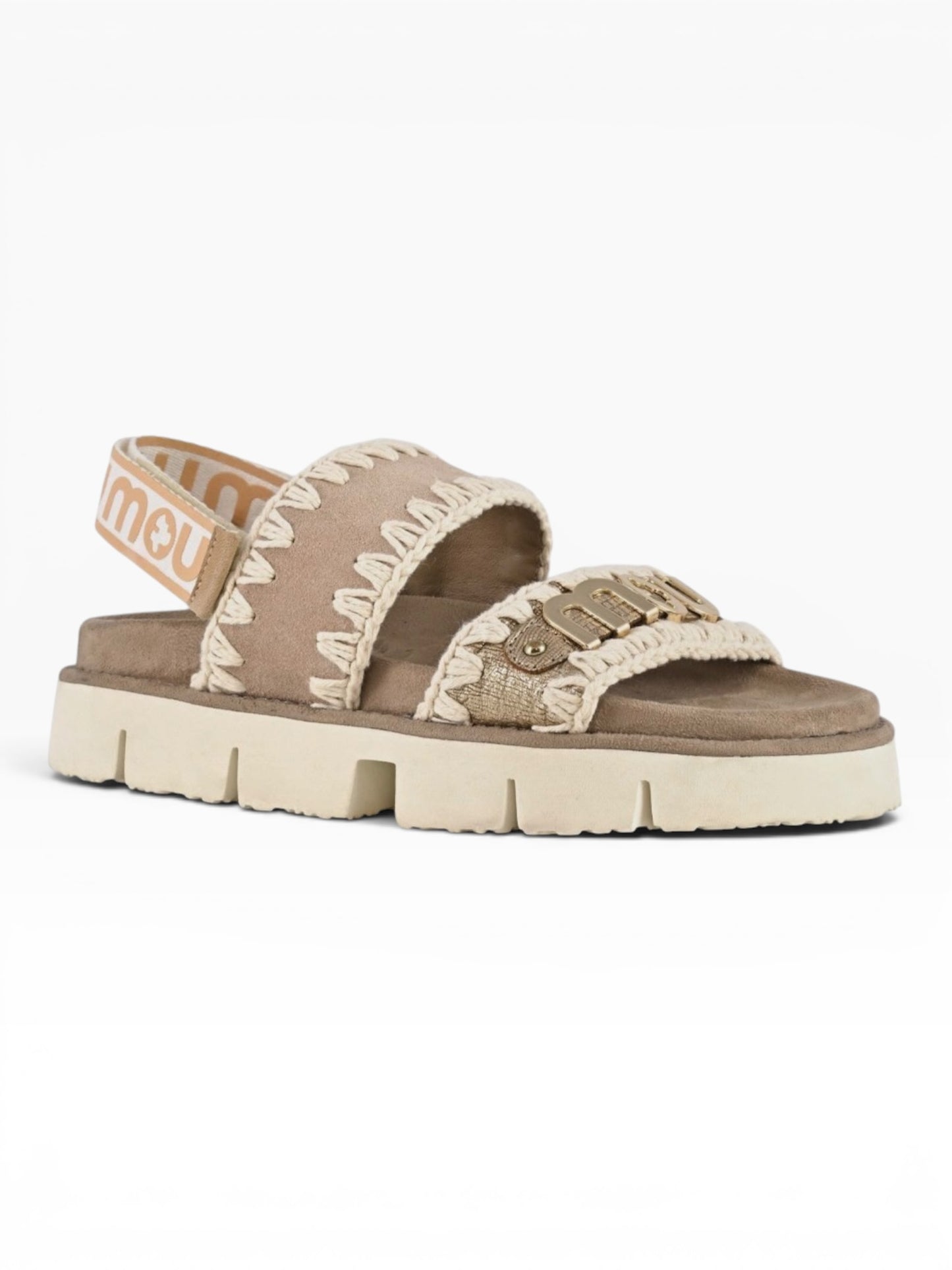 MOU BIO SANDAL LOGO BEIGE/ ORO