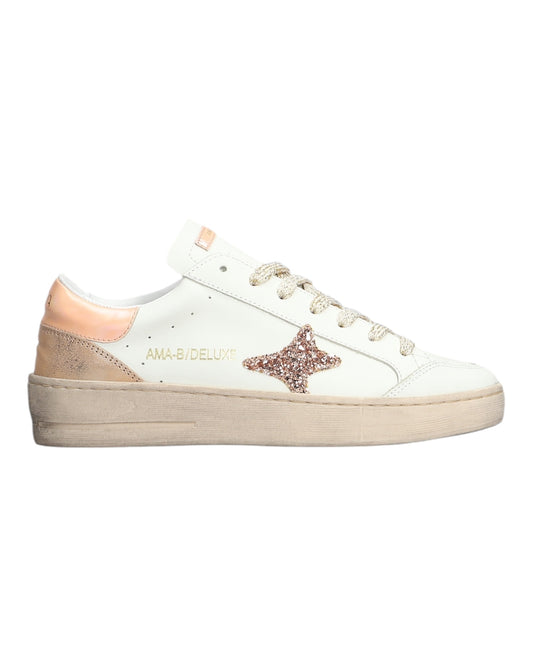 AMA BRAND 4040 SLAM IN PELLE BIANCA/ORO ROSA TALLONCINO ARANCIO