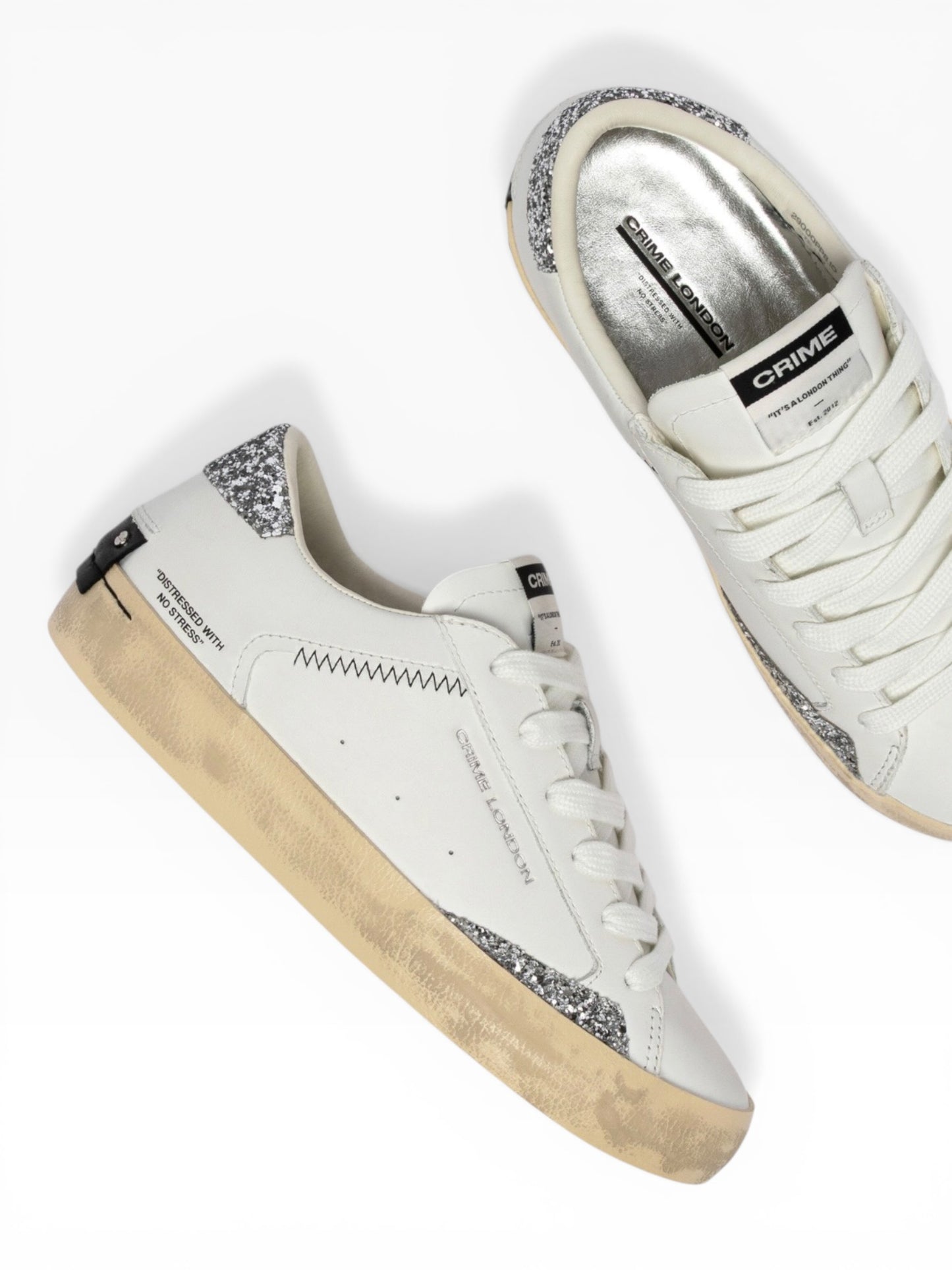 CRIME LONDON DISTRESSED 29000 BIANCO/ARGENTO