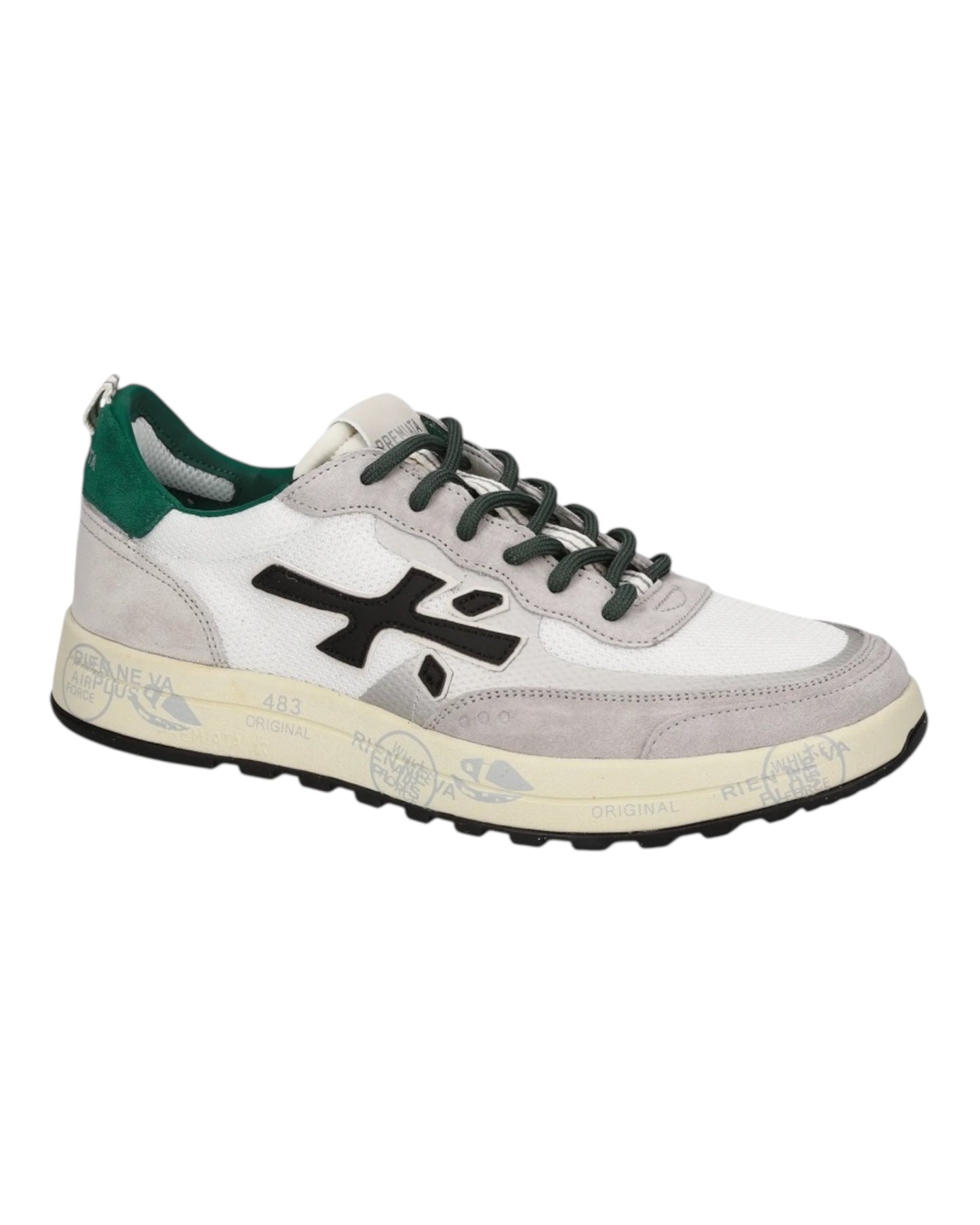 PREMIATA NOUS 7231 IN CAMOSCIO E TELA GRIGIO/BIANCO/VERDE