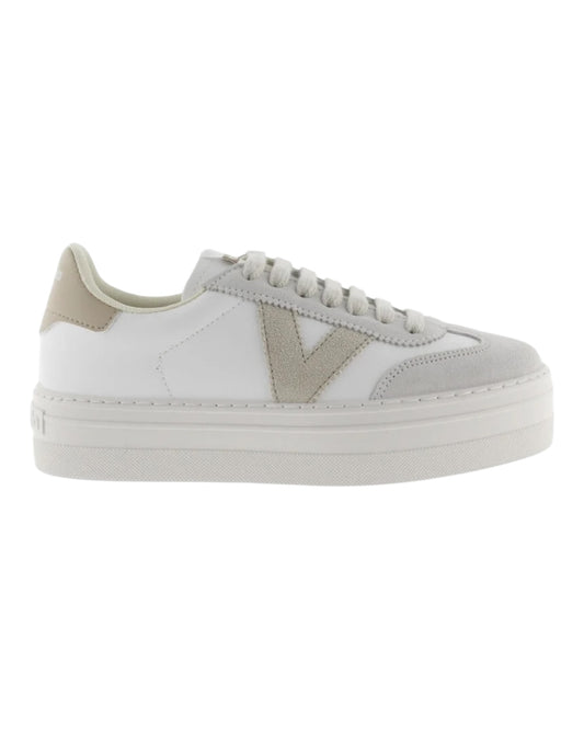 VICTORIA 1092173 SNEAKERS PLATFORM IN CAMOSCIO E PELLE BEIGE