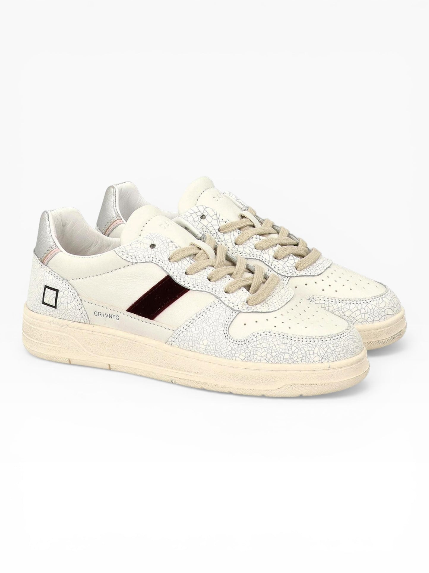 DATE COURT 2.0 VINTAGE CALF WHITE/ BORDEAUX