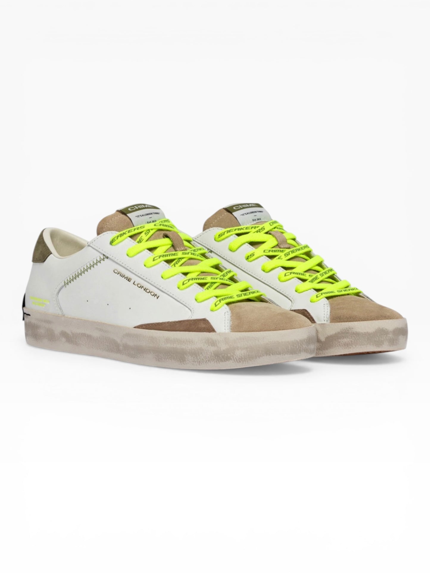 CRIME LONDON DISTRESSED 19001 BIANCO/VERDE/FLUO
