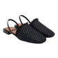 ANGEL ALARCON 002535A SCARPA BASSA PUNTA QUADRA IN RAFFIA NERA