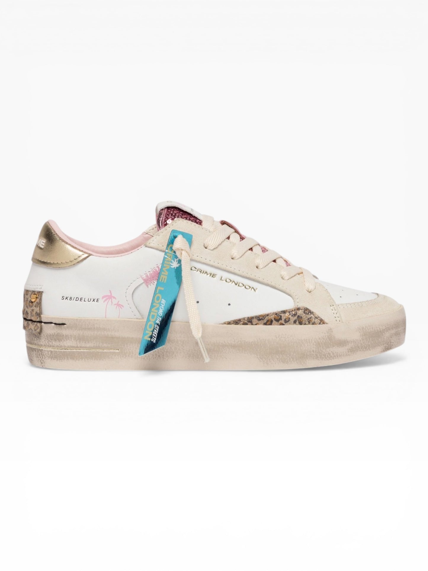 CRIME LONDON SK8 DELUXE 29103 BIANCO/ANIMALIER