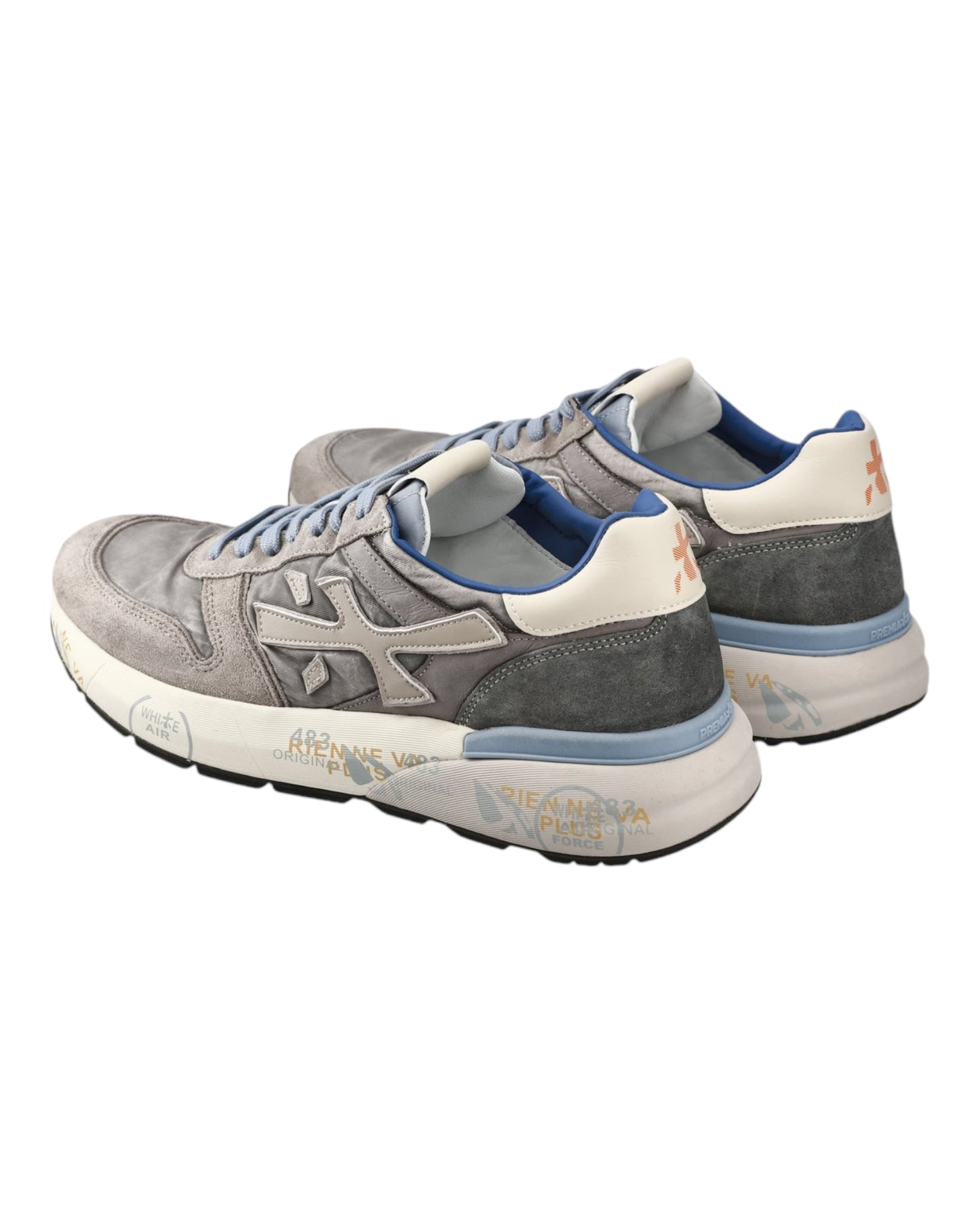 PREMIATA MICK 7247 IN CAMOSCIO E TELA GRIGIO LACCI AZZURRI
