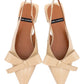 ANGEL ALARCON 010530B CHANEL BASSO A PUNTA CON FIOCCO IN PELLE LUCIDA BEIGE