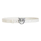 PINKO CINTURA 2CM LOVE BIRDS ARGENTO IN PELLE BIANCA